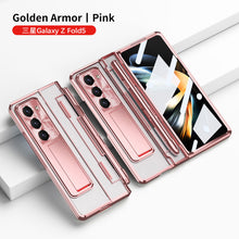 Load image into Gallery viewer, Electroplated Clear PC Galaxy Z Fold5 Fold4 Fold3 Case with Front Screen Protector &amp; Flat Hinge &amp; Hidden Stand And Pen Slot and Free Stylus - mycasety2023 Mycasety
