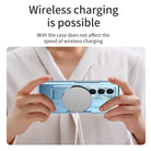 Plated Galaxy Z Fold5 Fold4 Fold3 Case with Front Screen Protector & Flat Hinge Protection & Hidden Stand - mycasety2023 Mycasety