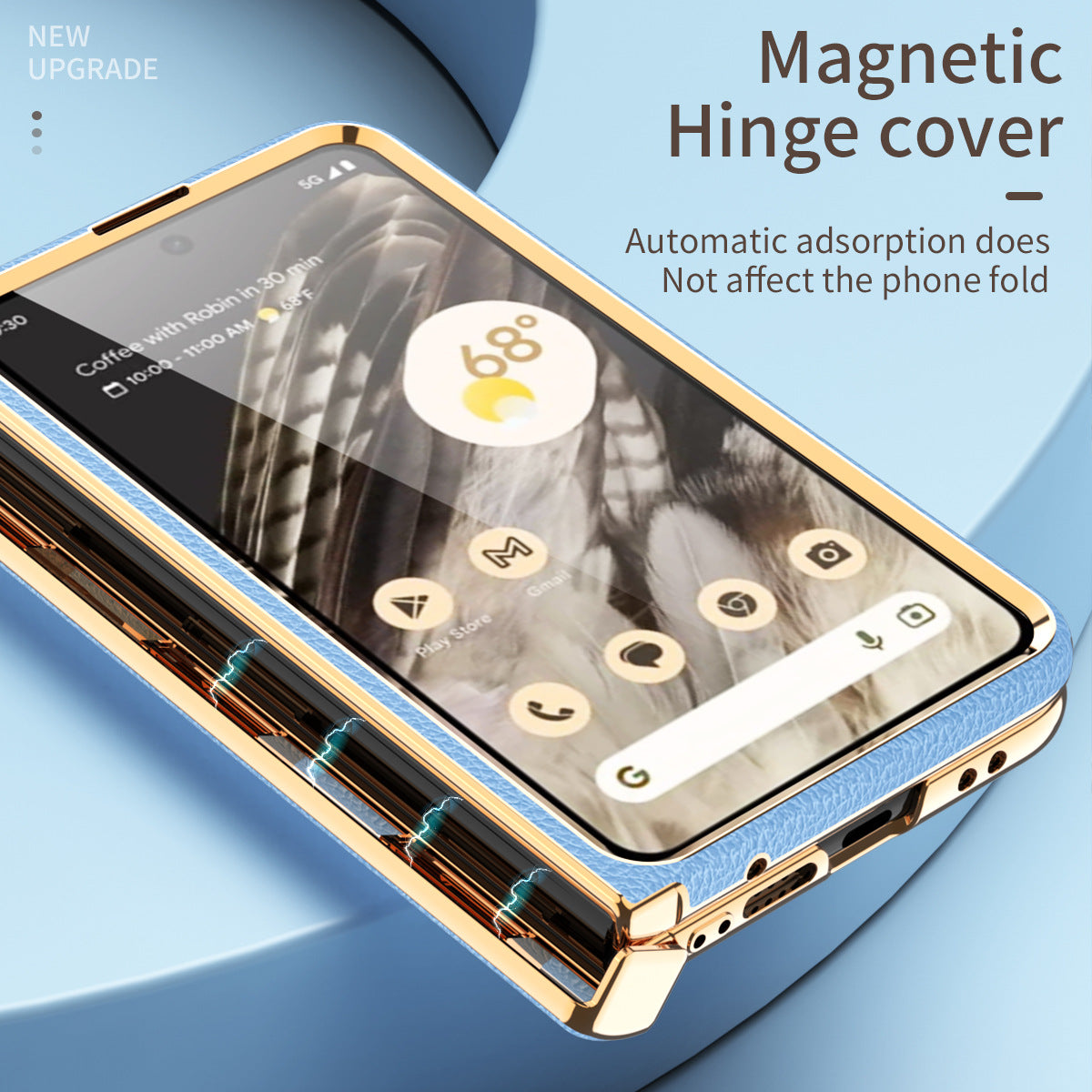 Ultra-thin Leather Electroplating Google Pixel Fold Case All-Inclusive Hinge with Screen Protector - mycasety2023 Mycasety