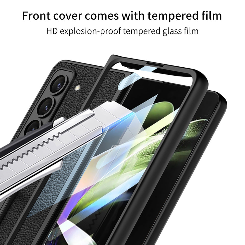 Leather Samsung Galaxy Z Fold5 Case With Film Kickstand - mycasety2023 Mycasety