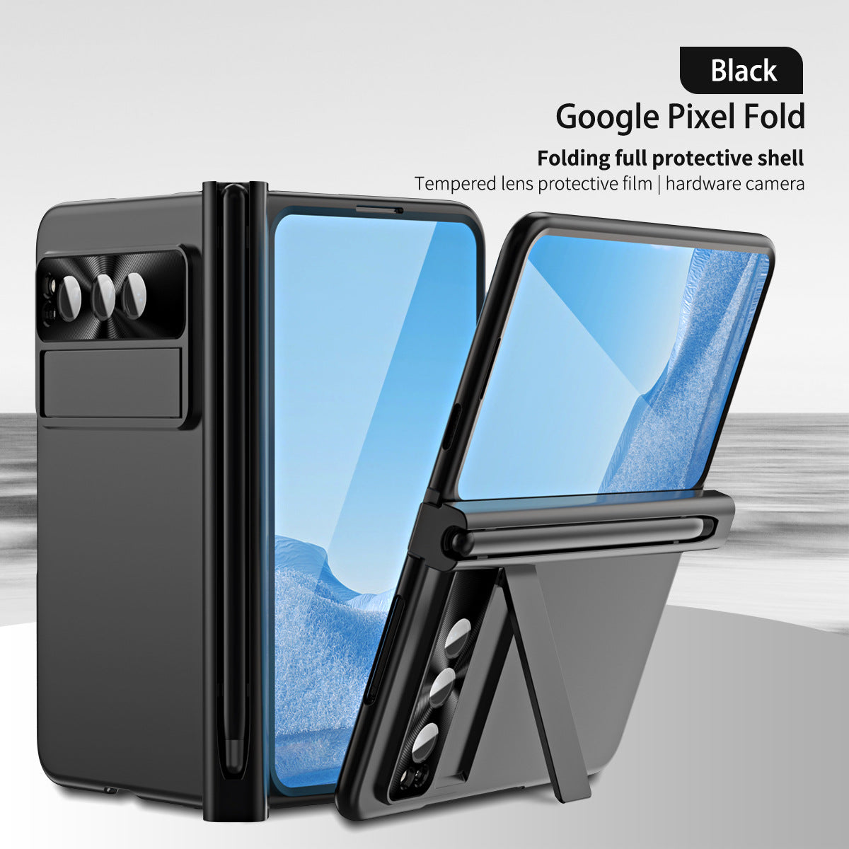 Slim Anodized Google Pixel Fold Case with Hinge Protective Screen Protector Pen Slot and Stylus - {{ shop_name}} varyfun