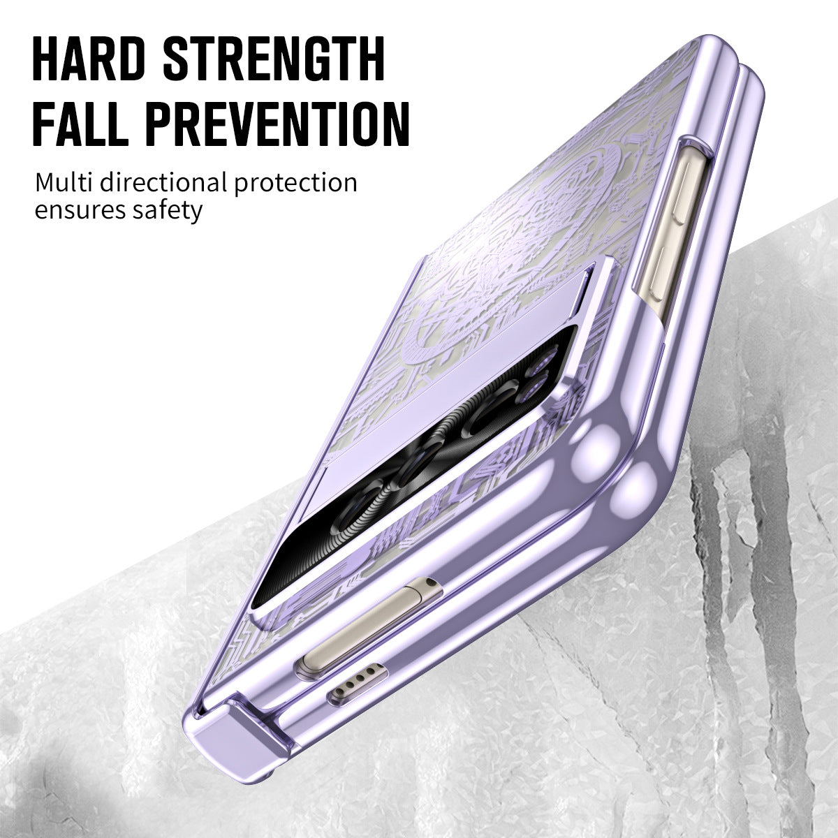 Electroplating Transparent Google Pixel Fold Case All-inclusive Drop-resistantCase with Hinge Protection Aand Kick-stand - mycasety2023 Mycasety