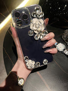 Luxury Camellia Diamond Transparent iPhone case - mycasety2023 Mycasety