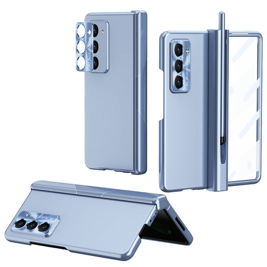 Electroplated Folding Case For Galaxy Z Fold5 Fold4 Fold3 With Double Hinge Protector and Free Stylus - mycasety2023 Mycasety