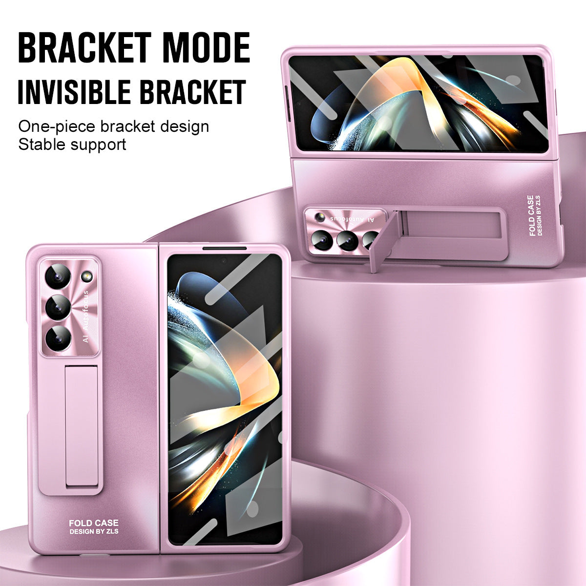 Plating Galaxy Z Fold5 Case with Front Screen Protector & Hidden Stand - mycasety2023 Mycasety