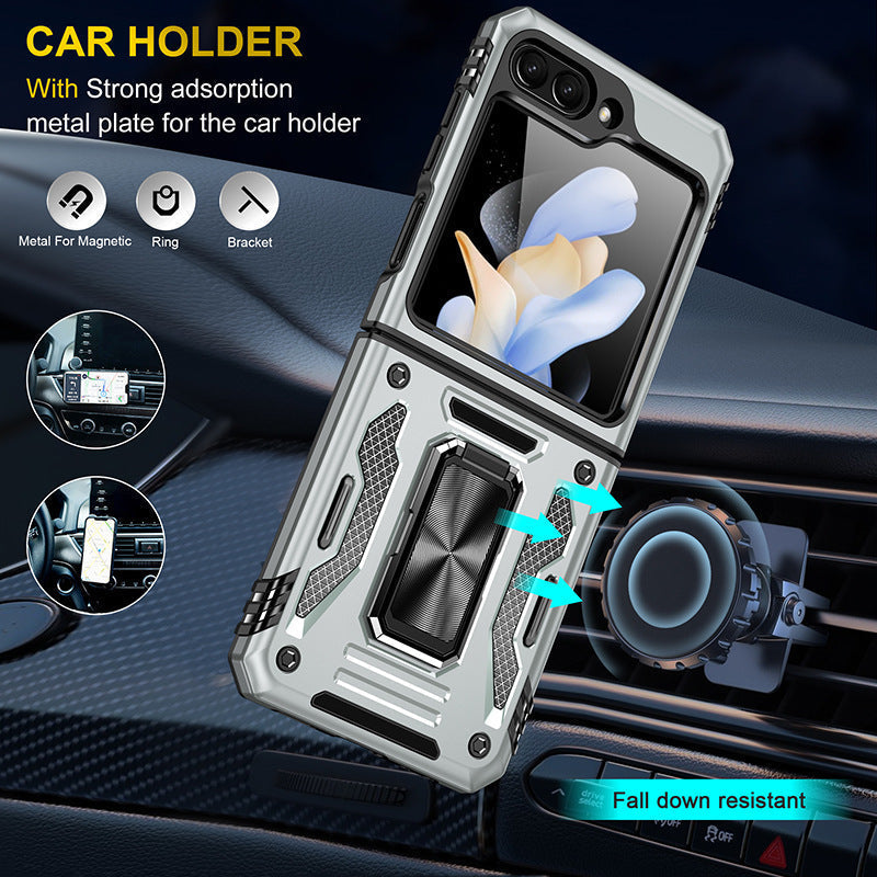 Samsung Z Flip 5 Case Metal Ring Car Magnetic Bracket Protective Case - mycasety2023 Mycasety