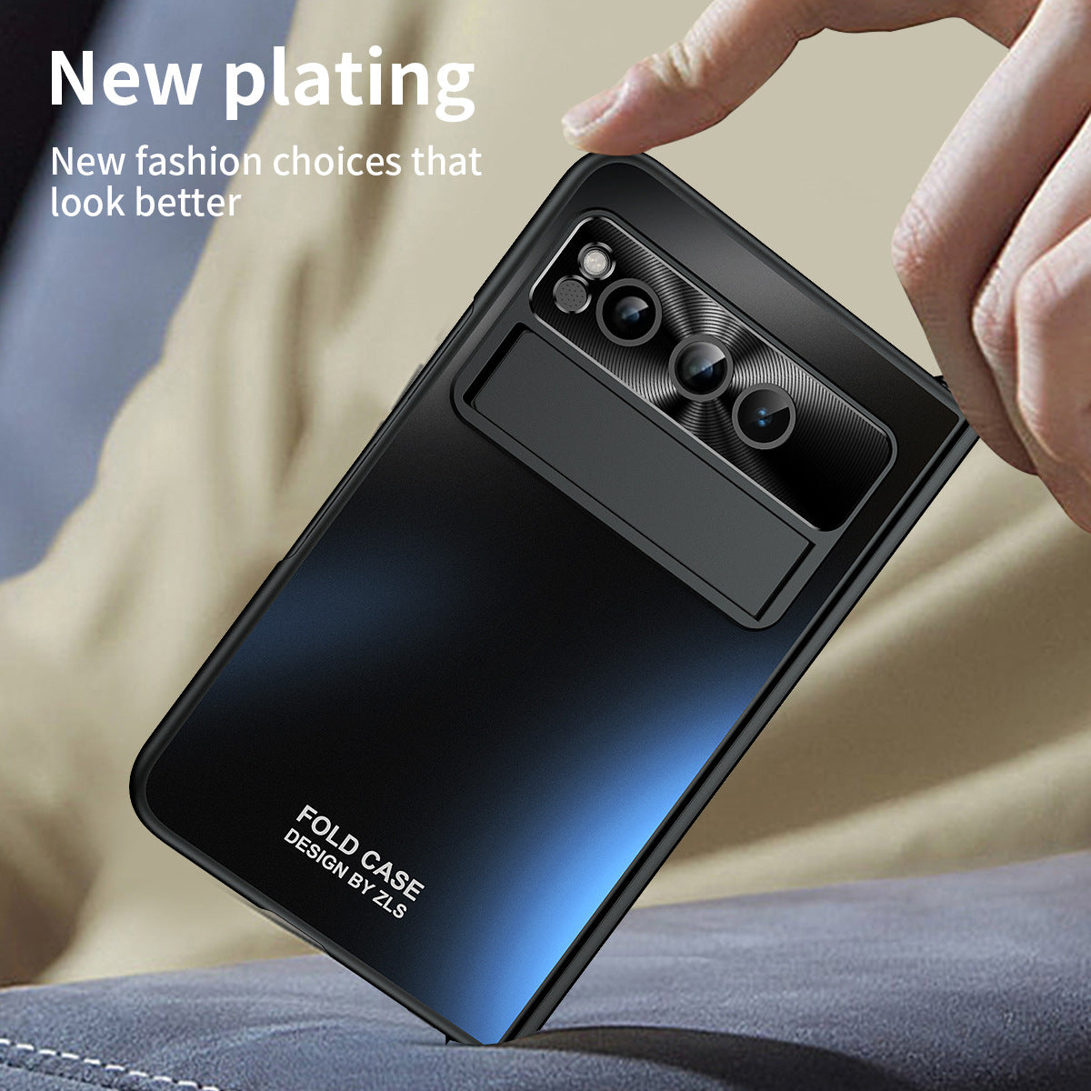 Frosted Plating Google Pixel Fold Case with Hinge Protector Screen Protector and Hidden Kickstand - mycasety2023 Mycasety