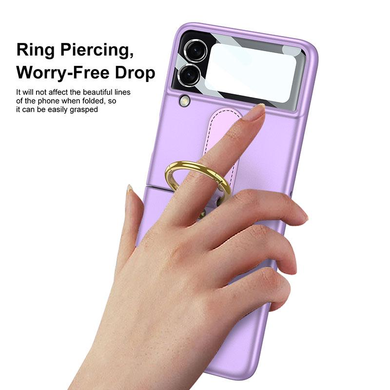 Original Back Screen Glass Matte Hard Cover With Finger-Ring For Samsung Z Flip3 5G - {{ shop_name}} varyfun