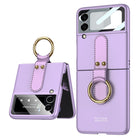 Original Back Screen Glass Matte Hard Cover With Finger-Ring For Samsung Z Flip4 Flip3 5G - {{ shop_name}} varyfun
