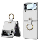 Original Leather Back Screen Tempered Glass Hard Frame Cover For Samsung Z Flip 3 5G - {{ shop_name}} varyfun
