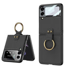 Original Leather Back Screen Tempered Glass Hard Frame Cover For Samsung Z Flip 3 5G - {{ shop_name}} varyfun