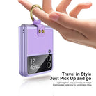 Original Leather Back Screen Tempered Glass Hard Frame Cover For Samsung Z Flip 3 5G - {{ shop_name}} varyfun