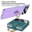 Original Leather Back Screen Tempered Glass Hard Frame Cover For Samsung Z Flip 3 5G - {{ shop_name}} varyfun