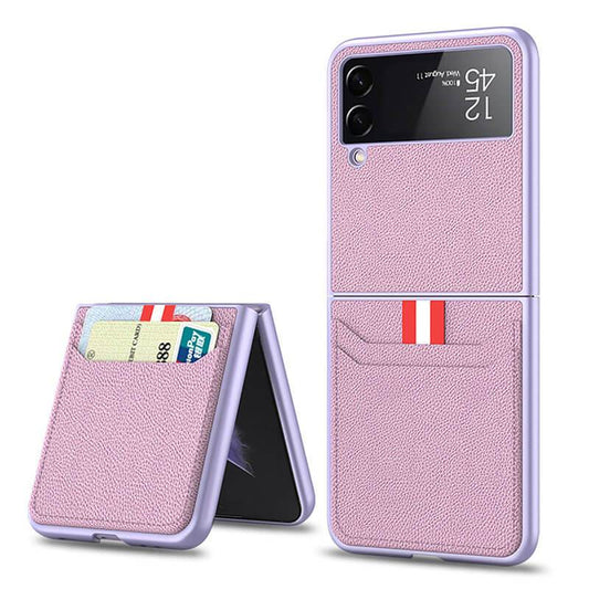 Original Leather Texture Card Package Hard Case For Samsung Galaxy Z Flip 3 5G - {{ shop_name}} varyfun