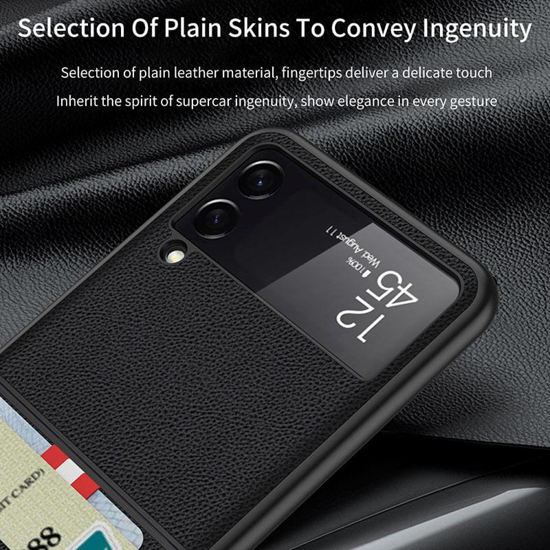 Original Leather Texture Card Package Hard Case For Samsung Galaxy Z Flip 3 5G - {{ shop_name}} varyfun