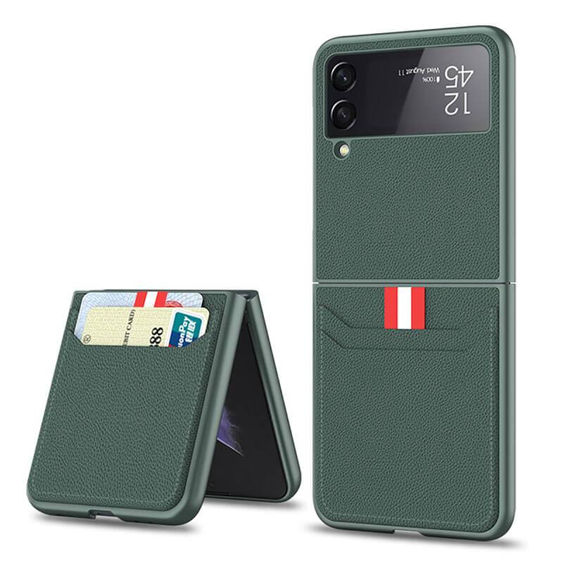 Original Leather Texture Card Package Hard Case For Samsung Galaxy Z Flip 3 5G - {{ shop_name}} varyfun