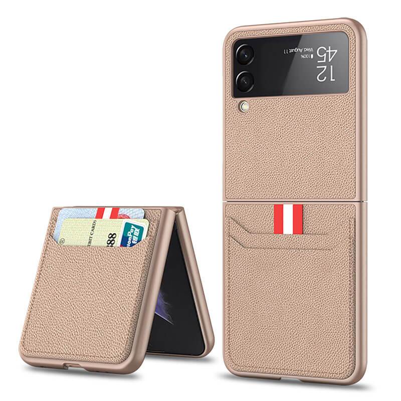 Original Leather Texture Card Package Hard Case For Samsung Galaxy Z Flip 3 5G - {{ shop_name}} varyfun