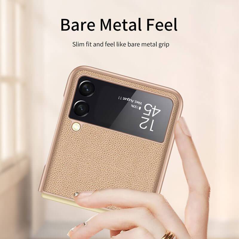 Original Leather Texture Card Package Hard Case For Samsung Galaxy Z Flip 3 5G - {{ shop_name}} varyfun