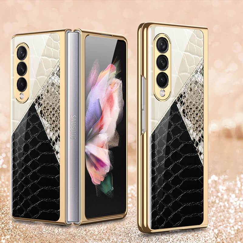 Python Leopard Print Tempered Glass Case for Samsung Galaxy Z Fold 3 5G - {{ shop_name}} varyfun