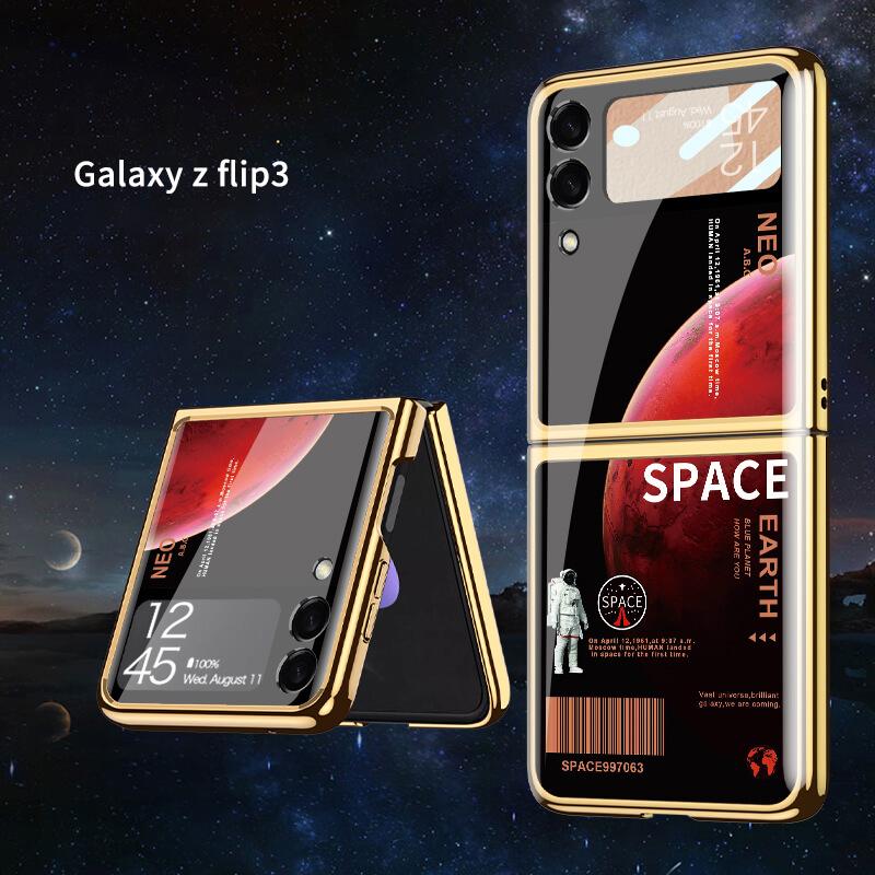 Space Luxury Plating Frame Anti-knock Protection Glass Case For Samsung Galaxy Z Flip3 - {{ shop_name}} varyfun