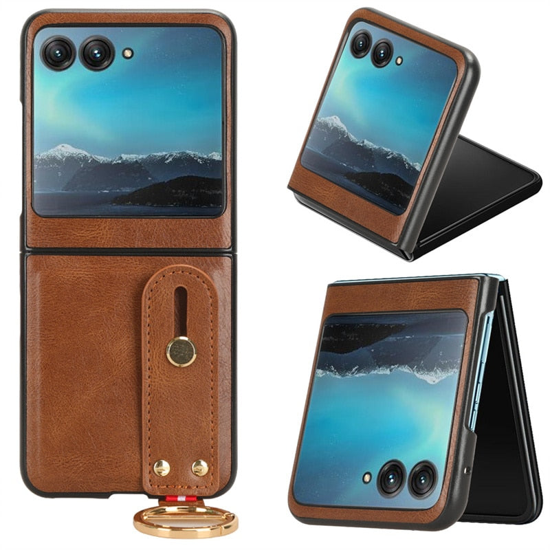 Motorola Razr 40 Ultra New Anti-Shock Business Leather Wristband Cover Case - mycasety2023 Mycasety