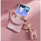 Fashion Cute Diy Giraffe Girl Pearl Short Chain Case For Motorola 40 Ultra Case 2023 Moto Razr 2022 Cover 40ultra - mycasety2023 Mycasety