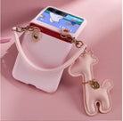 Fashion Cute Diy Giraffe Girl Pearl Short Chain Case For Motorola 40 Ultra Case 2023 Moto Razr 2022 Cover 40ultra - mycasety2023 Mycasety