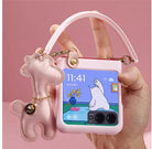 Fashion Cute Diy Giraffe Girl Pearl Short Chain Case For Motorola 40 Ultra Case 2023 Moto Razr 2022 Cover 40ultra - mycasety2023 Mycasety