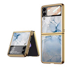 Marble Luxury Plating Frame Anti-knock Protection Glass Case For Samsung Galaxy Z Flip3 - {{ shop_name}} varyfun