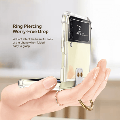 NEWEST Transparents Airbag Ring Holder Anti-knock Protection Cover For Samsung Galaxy Z Flip4 Flip3 5G - {{ shop_name}} varyfun