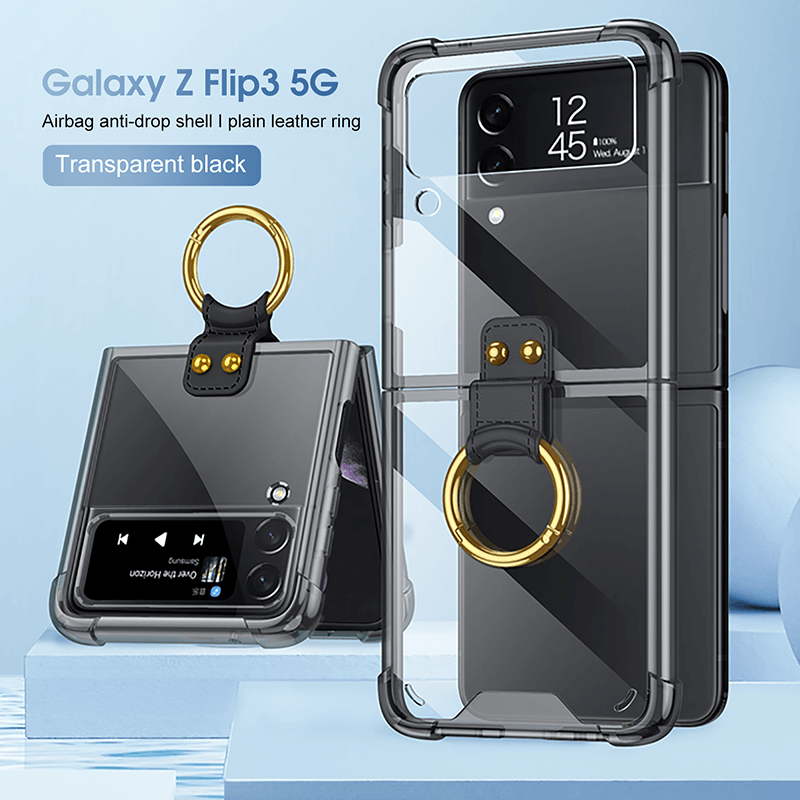 NEWEST Transparents Airbag Ring Holder Anti-knock Protection Cover For Samsung Galaxy Z Flip4 Flip3 5G - {{ shop_name}} varyfun