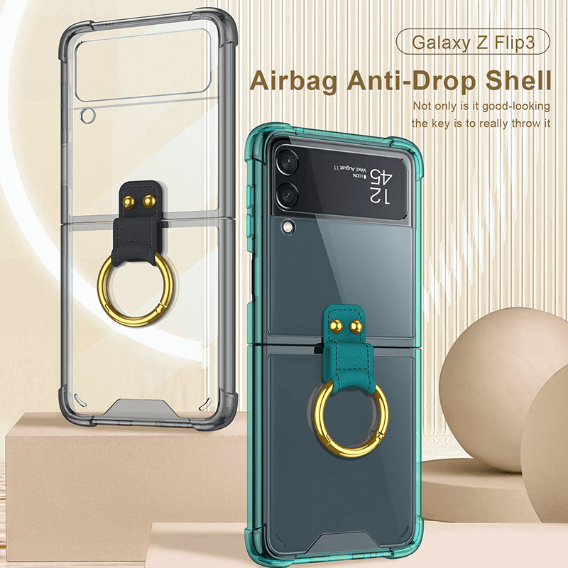 NEWEST Transparents Airbag Ring Holder Anti-knock Protection Cover For Samsung Galaxy Z Flip4 Flip3 5G - {{ shop_name}} varyfun