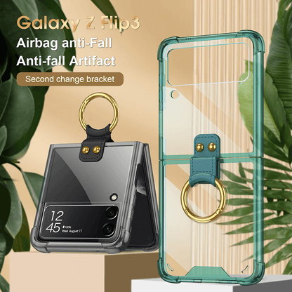 NEWEST Transparents Airbag Ring Holder Anti-knock Protection Cover For Samsung Galaxy Z Flip4 Flip3 5G - {{ shop_name}} varyfun