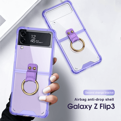Transparents Airbag Ring Holder Anti-knock Protection Cover For Samsung Galaxy Z Flip 3 5G - {{ shop_name}} varyfun