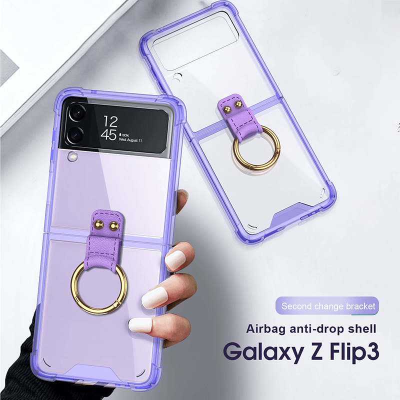 NEWEST Transparents Airbag Ring Holder Anti-knock Protection Cover For Samsung Galaxy Z Flip4 Flip3 5G - {{ shop_name}} varyfun