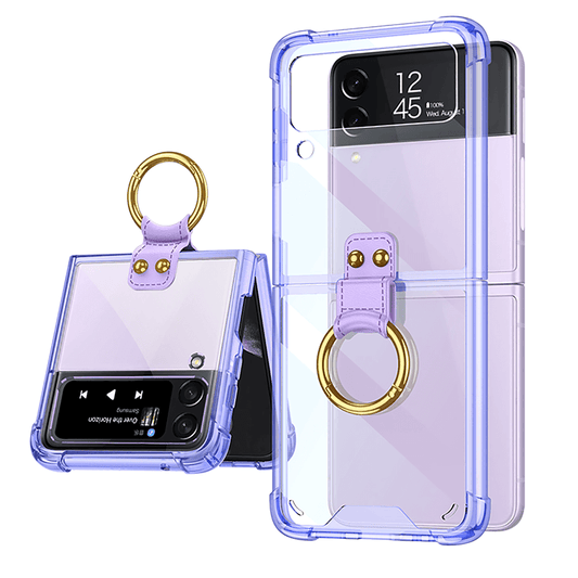 NEWEST Transparents Airbag Ring Holder Anti-knock Protection Cover For Samsung Galaxy Z Flip4 Flip3 5G - {{ shop_name}} varyfun