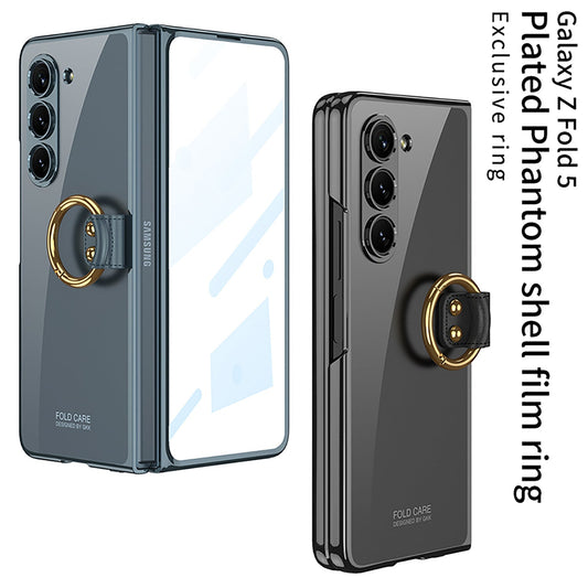 Transparent Samsung Galaxy Z Fold5 Plated Phantom Case with Exclusive Ring - mycasety2023 Mycasety