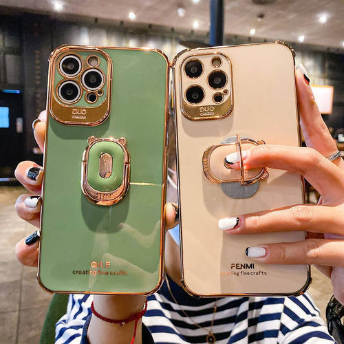 Luxury Electroplating Stand Ring Holder Phone Case With Finger Ring for iPhone 12 Pro MAX 11 Pro XS XR X SE 6 6s 7 8 Plus 12Mini - {{ shop_name}} Varyfun