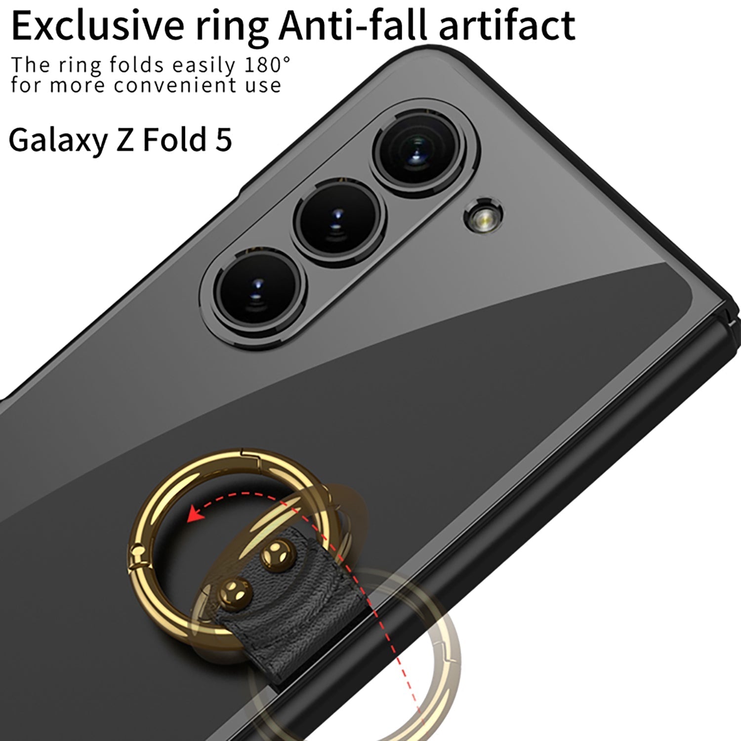Transparent Samsung Galaxy Z Fold5 Plated Phantom Case with Exclusive Ring - mycasety2023 Mycasety
