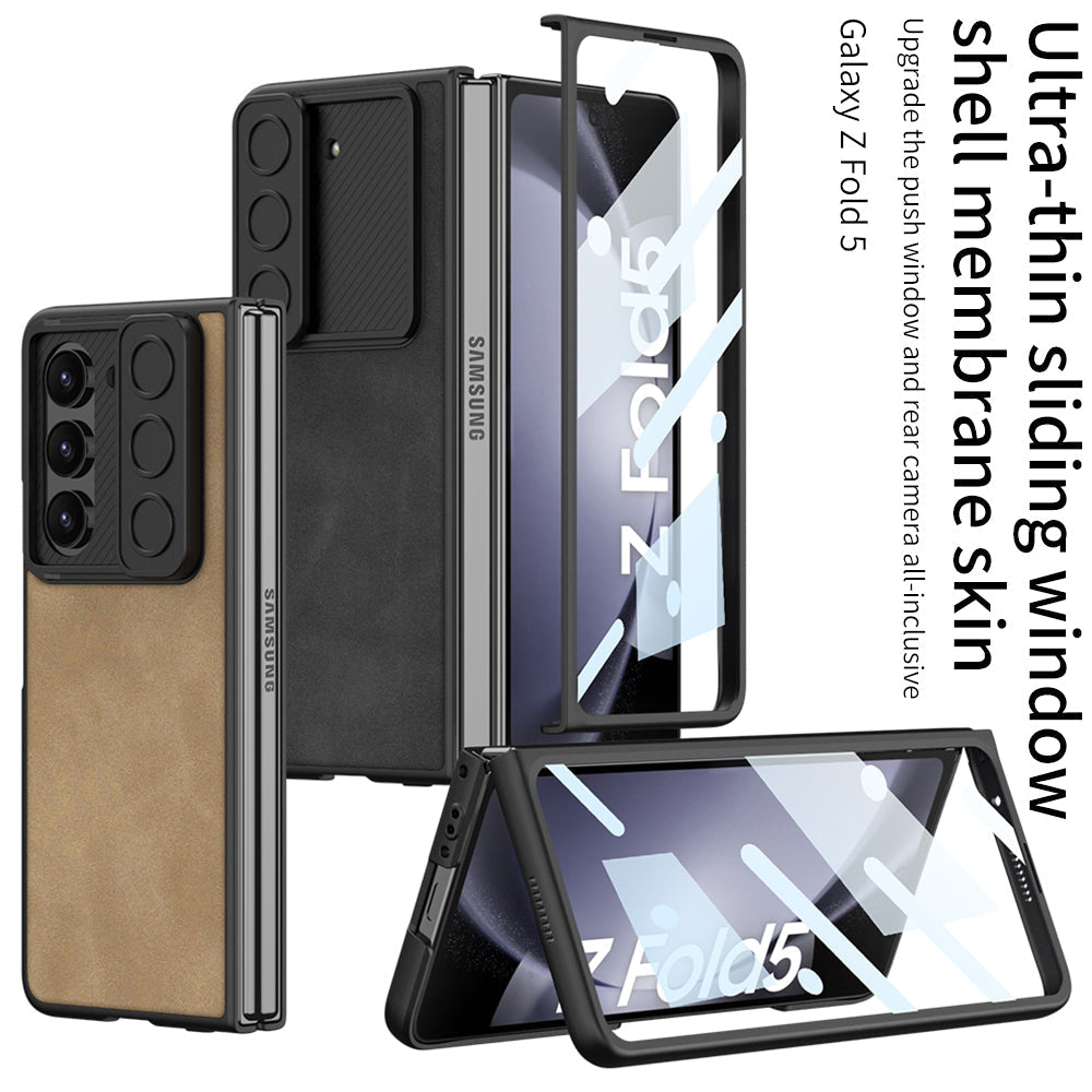 Ultra-thin Samsung Galaxy Z Fold5 Full Inclusive Leather Case with Film & Sliding Window Shell - mycasety2023 Mycasety