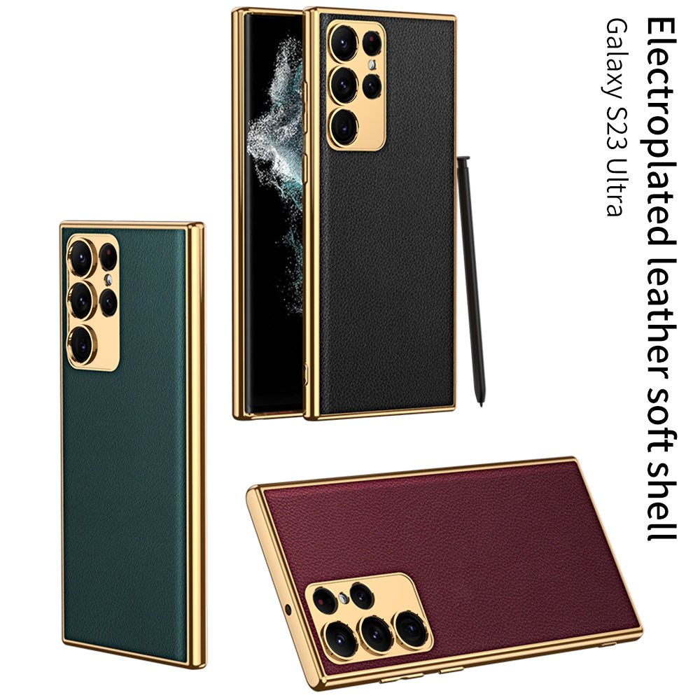 Electroplated Leather Case for Samsung Galaxy S23 S22 Ultra Plus - mycasety2023 Mycasety