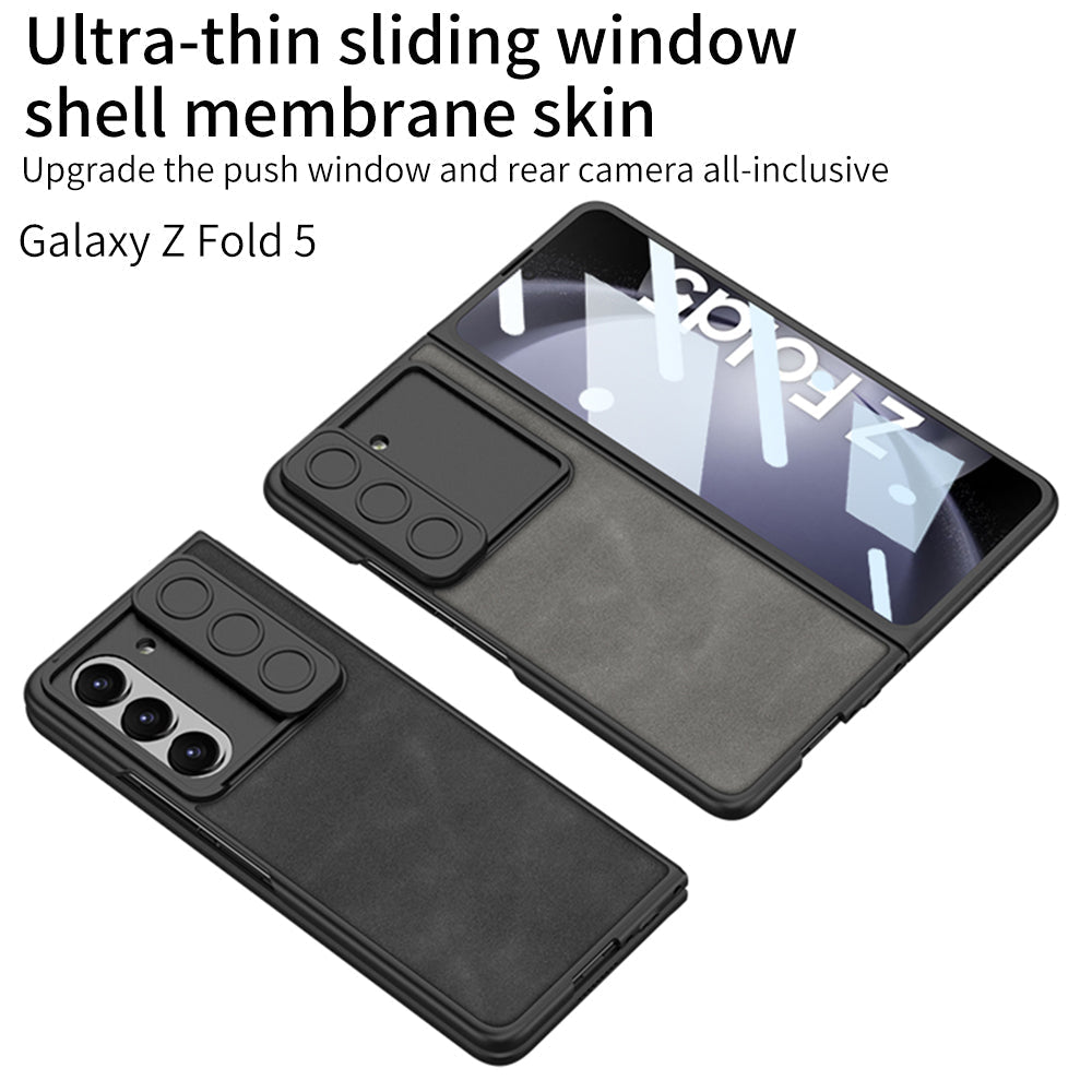 Ultra-thin Samsung Galaxy Z Fold5 Full Inclusive Leather Case with Film & Sliding Window Shell - mycasety2023 Mycasety