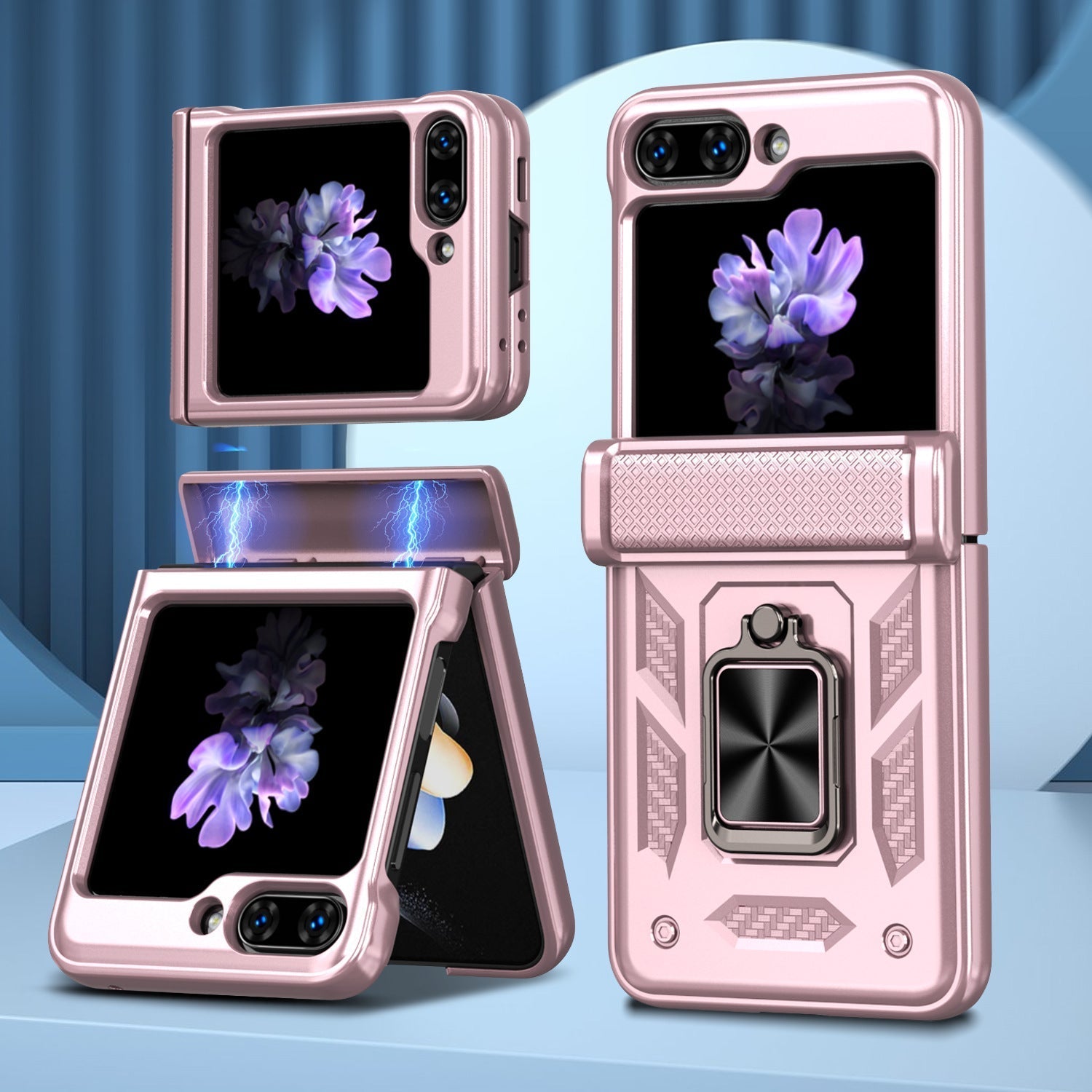 Armor Hinge Heavy Duty Full-Body Rugged Protective Case for Samsung Galaxy Z Flip4 5G With 360°Ring Magnetic Kickstand(Pre-sell) - mycasety2023 Mycasety