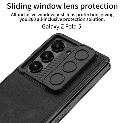 Ultra-thin Samsung Galaxy Z Fold5 Full Inclusive Leather Case with Film & Sliding Window Shell - mycasety2023 Mycasety