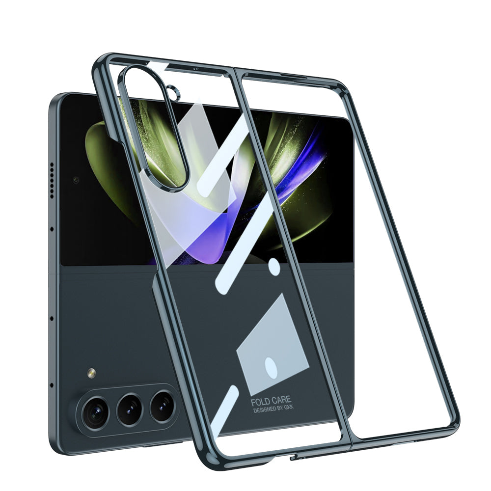 Electroplated Phantom Galaxy Z Fold 5 Case with Front Screen Tempered Glass Protector & Ring - mycasety2023 Mycasety