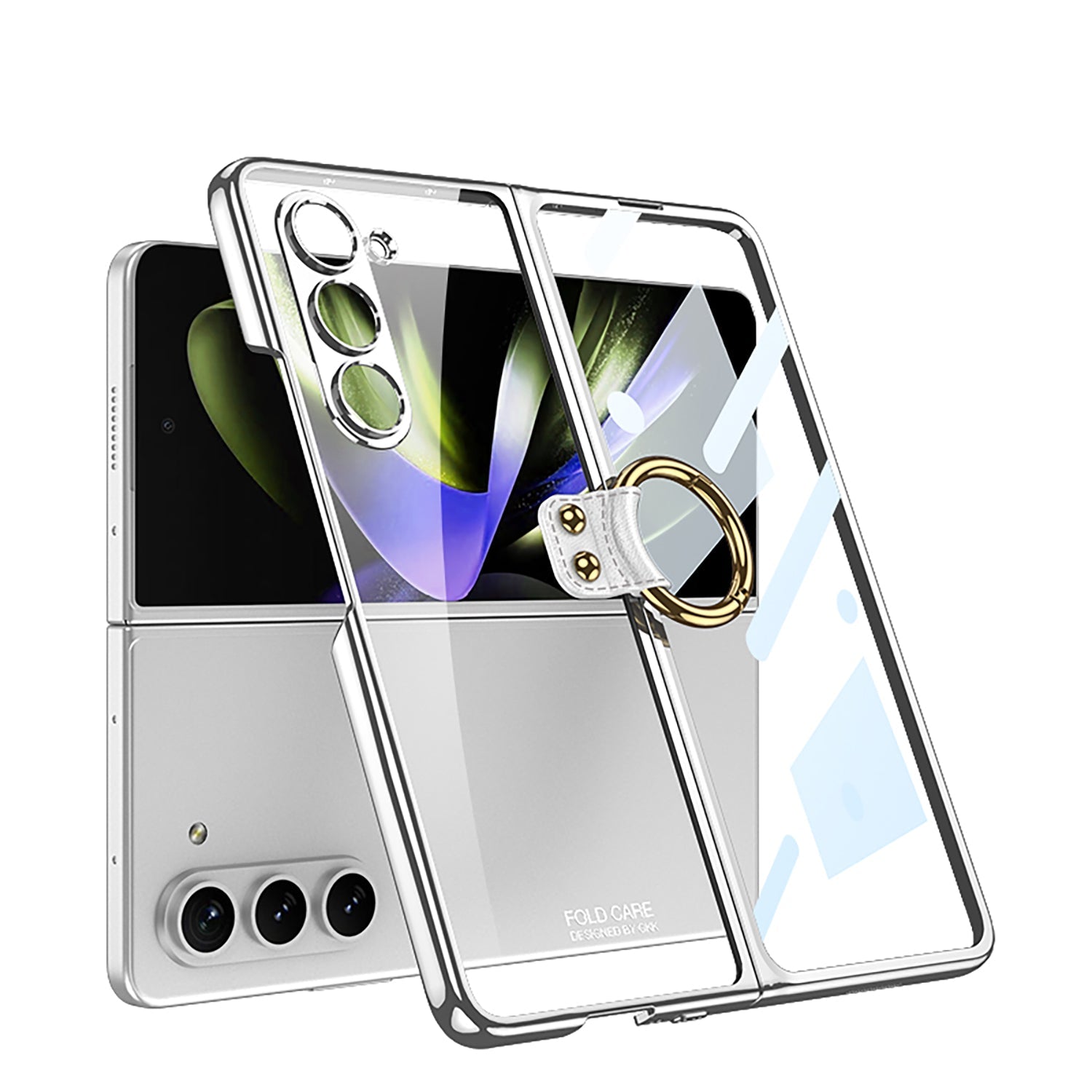 Transparent Samsung Galaxy Z Fold5 Plated Phantom Case with Exclusive Ring - mycasety2023 Mycasety