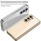 Electroplated Phantom Galaxy Z Fold 5 Case with Front Screen Tempered Glass Protector & Ring - mycasety2023 Mycasety
