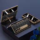 Handmade Leather Crocodile Pattern Phone Case With Back Screen Protector For Samsung Galaxy Z Fold4 5G - mycasety2023 Mycasety