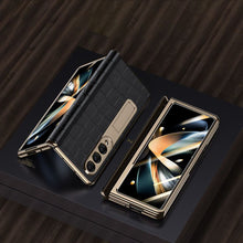 Load image into Gallery viewer, Handmade Leather Crocodile Pattern Phone Case With Back Screen Protector For Samsung Galaxy Z Fold4 5G - mycasety2023 Mycasety
