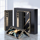 Handmade Leather Crocodile Pattern Phone Case With Back Screen Protector For Samsung Galaxy Z Fold4 5G - mycasety2023 Mycasety